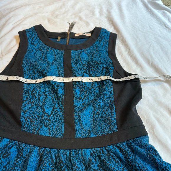 Rebecca Taylor Dress Fit & Flare Blue Black Python Snake Sleeveless Knit Sz 8 - Picture 4 of 11